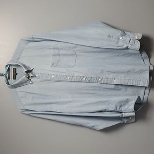 Tommy Hilfiger Golf | Mens Chambray Preppy Button Down Shirt Size Large 100% C